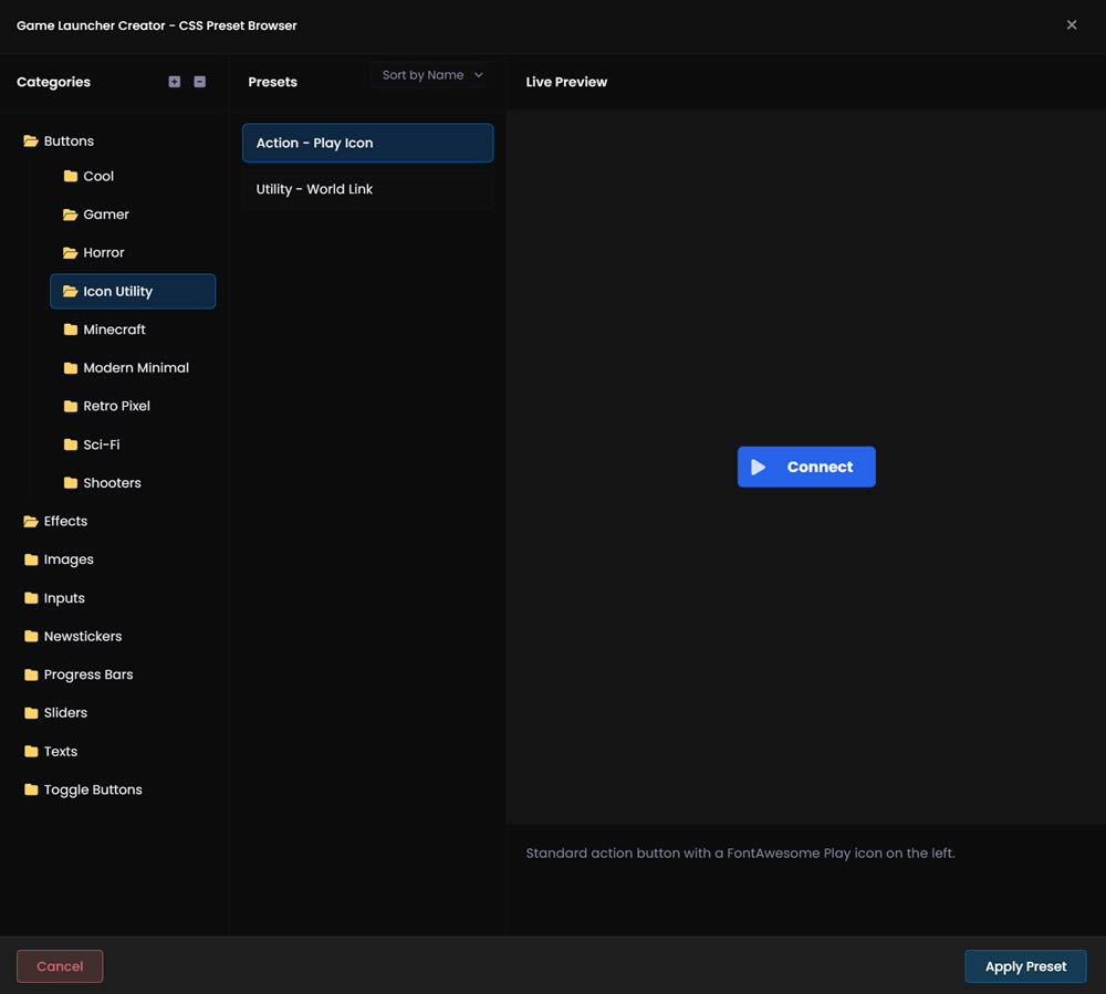 Custom CSS Library Presets