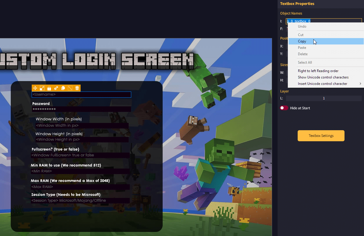 Custom Minecraft Login Screen - Game Launcher Creator