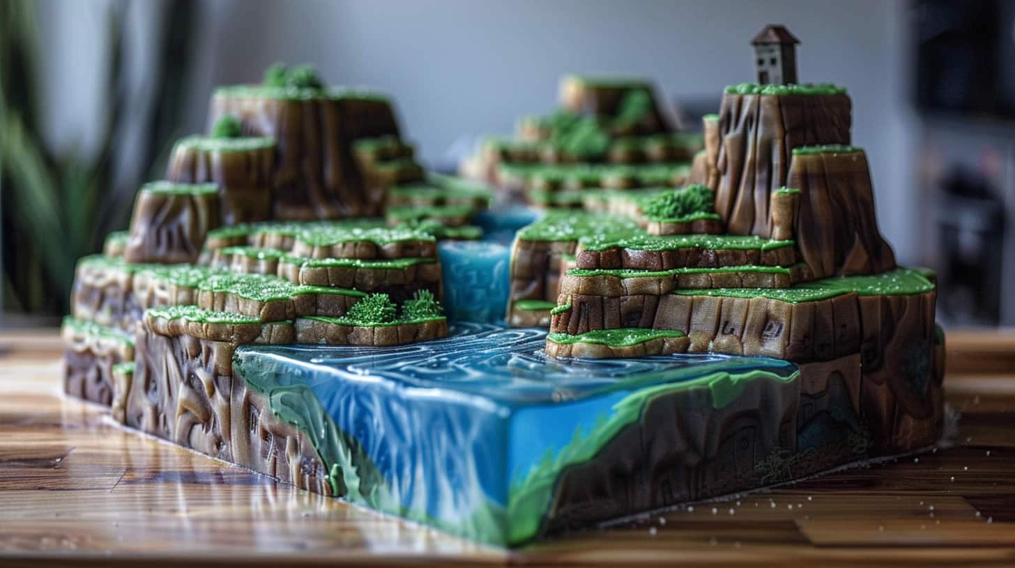 Caramel Chocolate Minecraft Cake