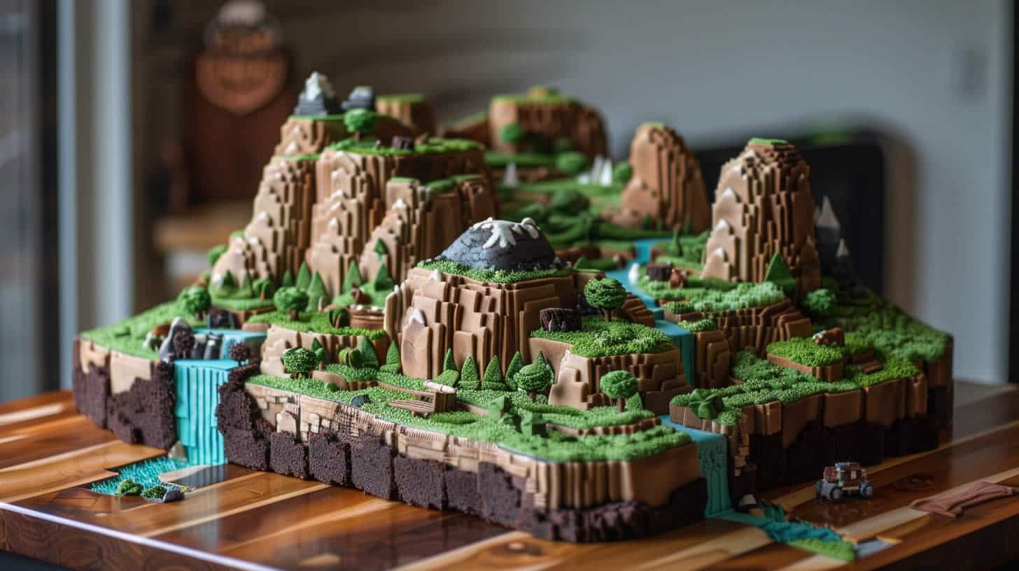 Full Home-Made Minecraft Cake