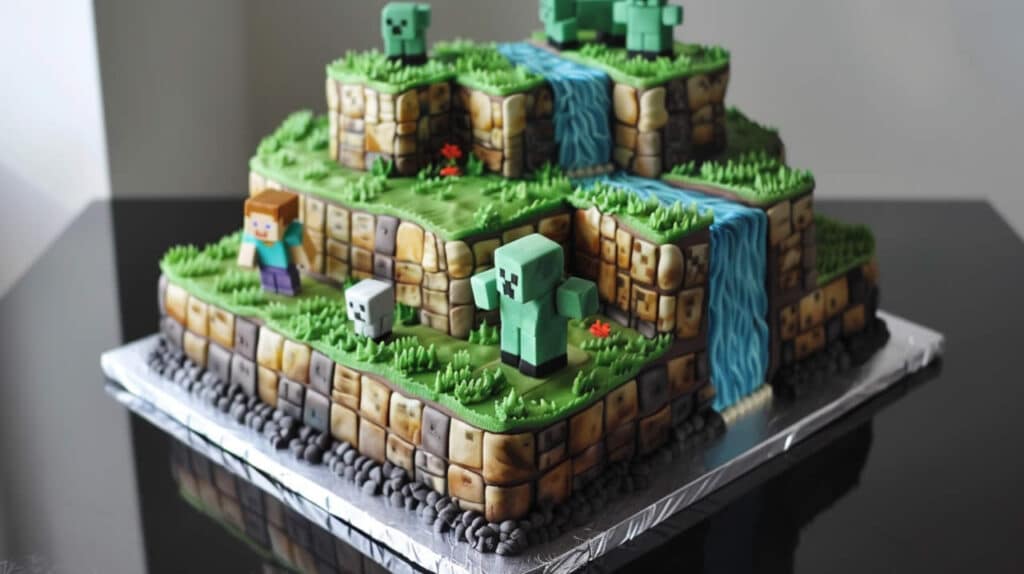 Minecraft Cake with Characters