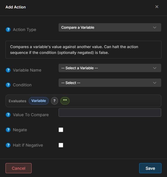 Compare a Variable Action