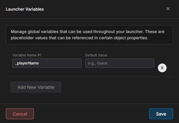 What is a game launcher variable