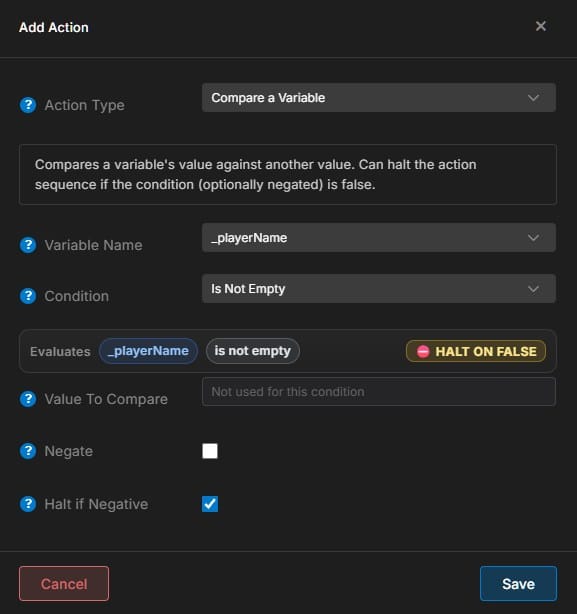 Compare a Variable Example